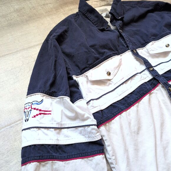 Vintage Express Riders Size L Long Sleeve Button-up Men's Shirt Western Cowboy - Picture 2 of 7